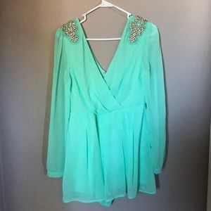 Mint Green long sleeve Romper